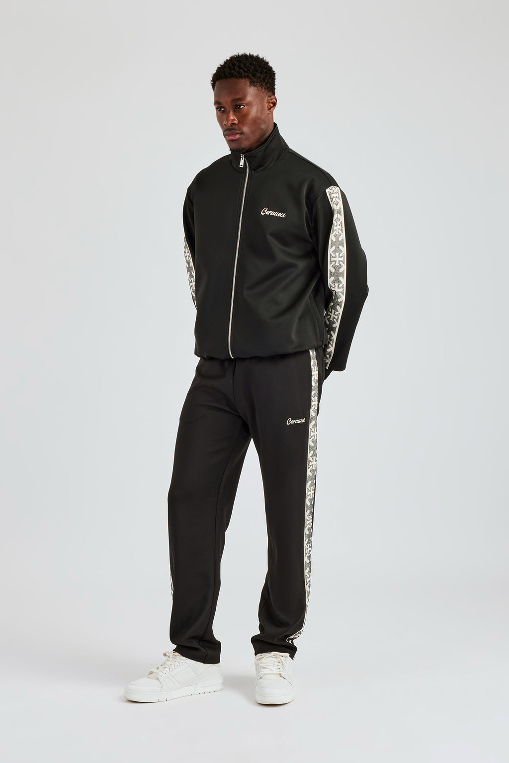 Men Rhinestone Track Suits Rhinestone Embellished Tracksuit - Black | Mens Sets | Shop Tracksuits ...