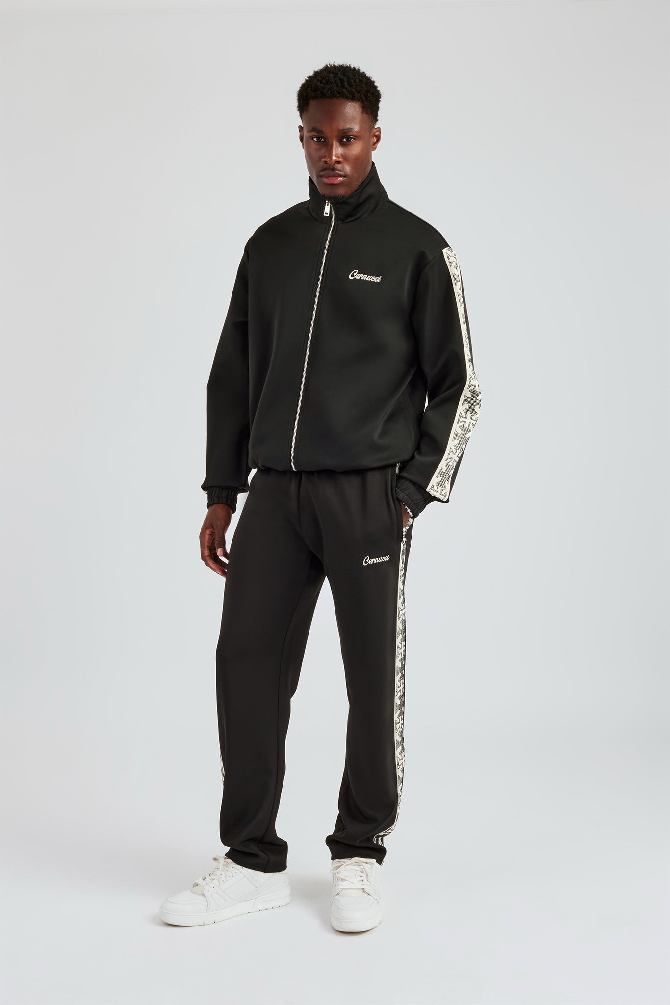 Trainingsanzug mit Strassverzierung - Schwarz