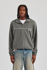 Piping Zip Through Jacket - Grey