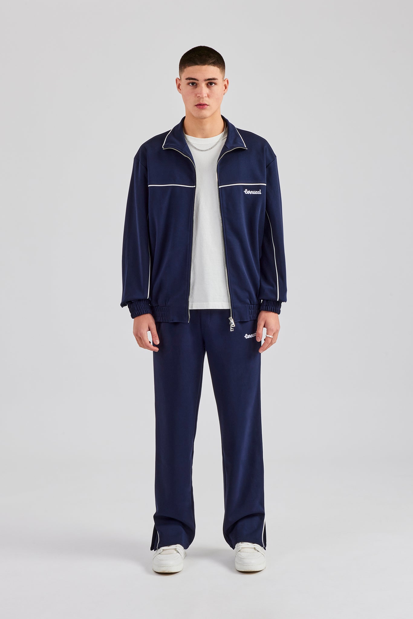 【即日発送可】ENNOY PIPINGNYLON TRACKSUIT L Piping Zip Through Tracksuit - Navy | Mens Sets | Shop Tracksuits