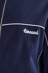 Jacke mit durchgehendem Reißverschluss und Paspelierung - Marineblau