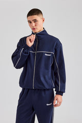Jacke mit durchgehendem Reißverschluss und Paspelierung - Marineblau