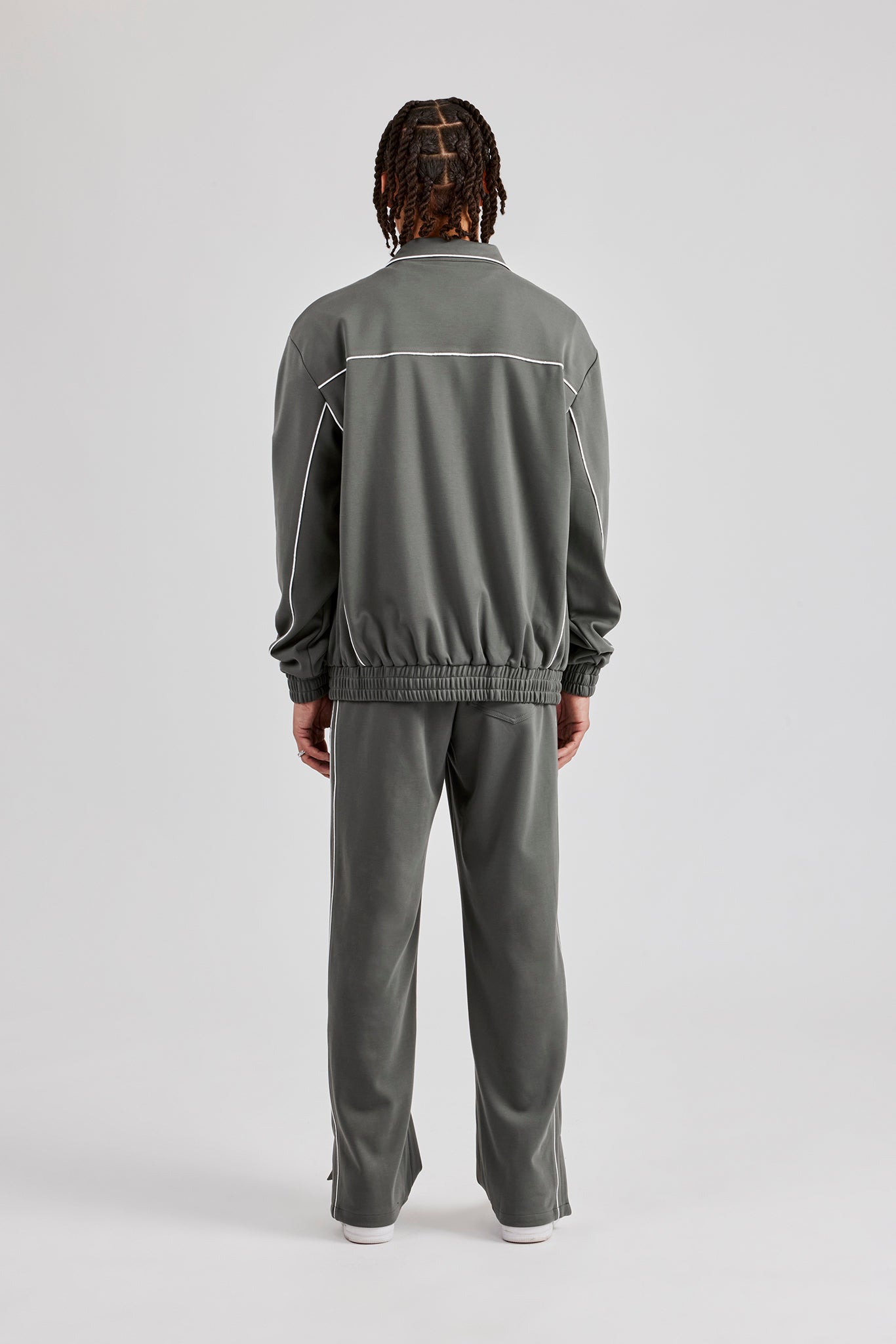 Piping Zip Through Tracksuit - Grey | Mens Sets | Shop Tracksuits