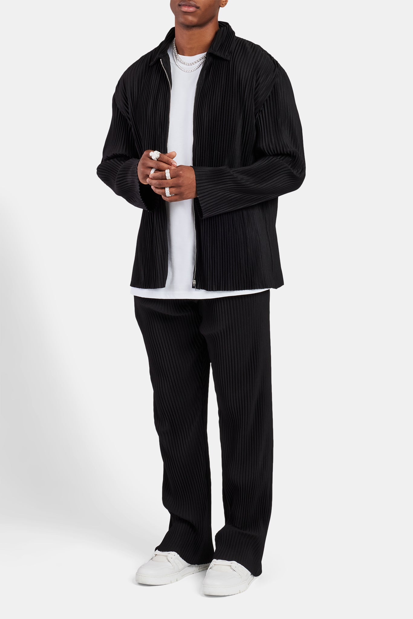 Jacke mit Faltenkragen - Schwarz