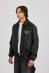 Rhinestone Studios PU Bomber Jacket