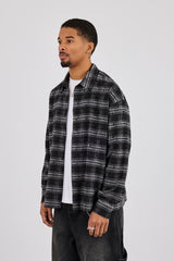 Rhinestone Check Shirt - Black
