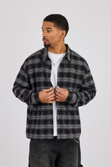 Rhinestone Check Shirt - Black