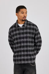 Rhinestone Check Shirt - Black