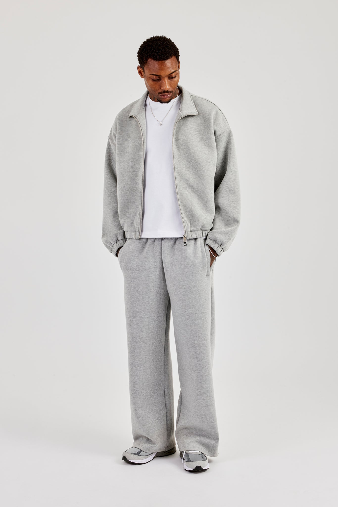 Scuba Funnel Neck Jacket & Baggy Fit Trouser - Grey