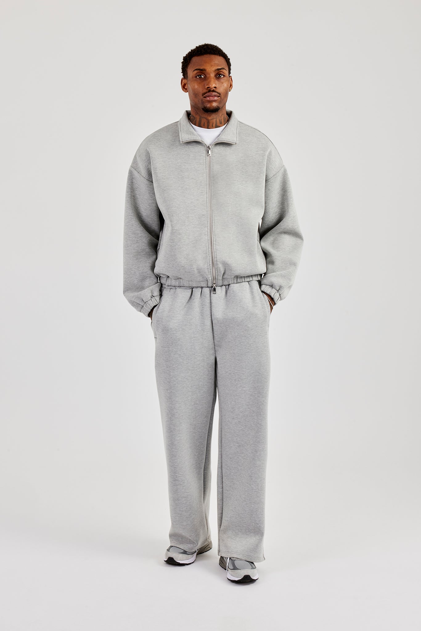 Scuba Funnel Neck Jacket & Baggy Fit Trouser - Grey