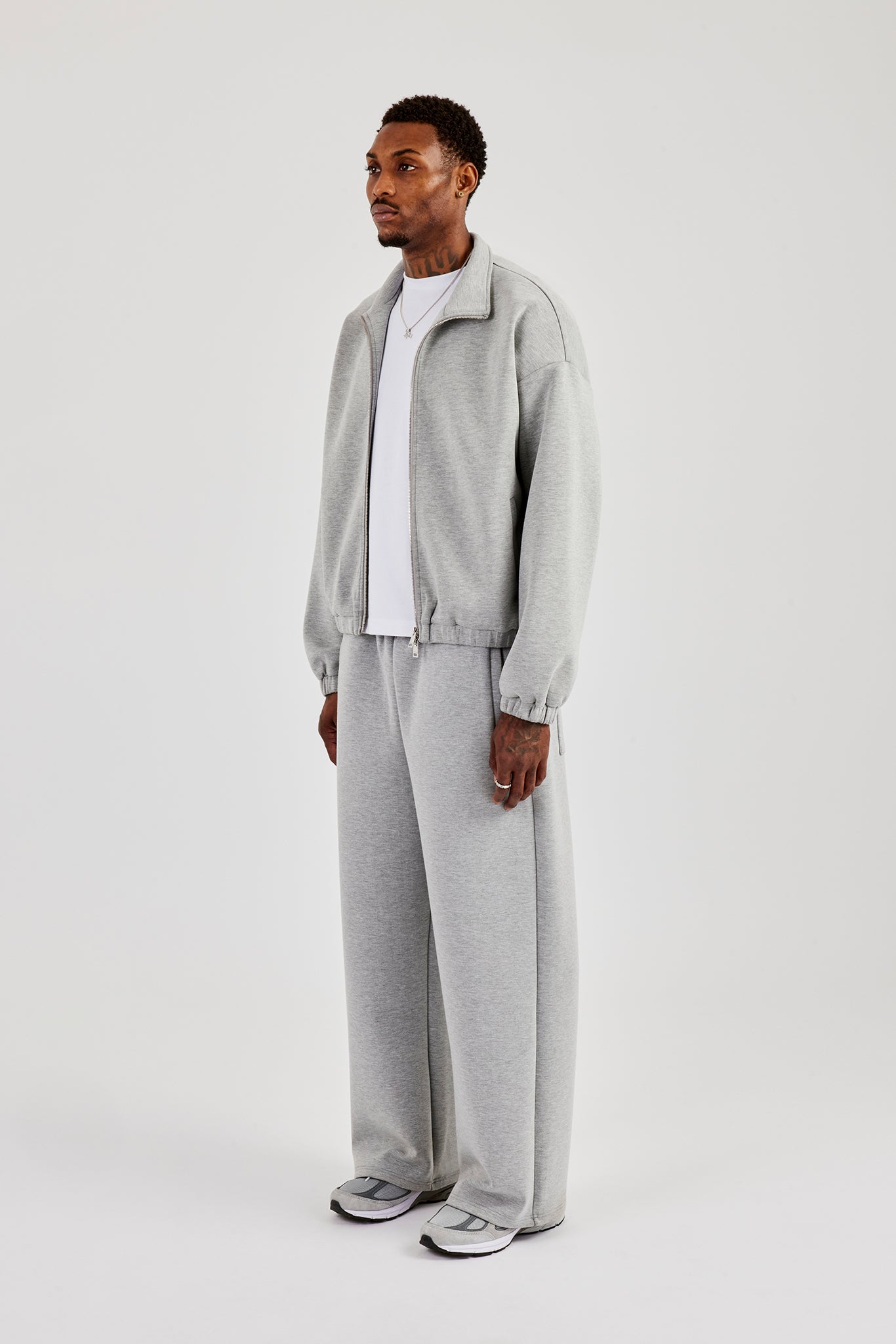 Scuba Funnel Neck Jacket & Baggy Fit Trouser - Grey