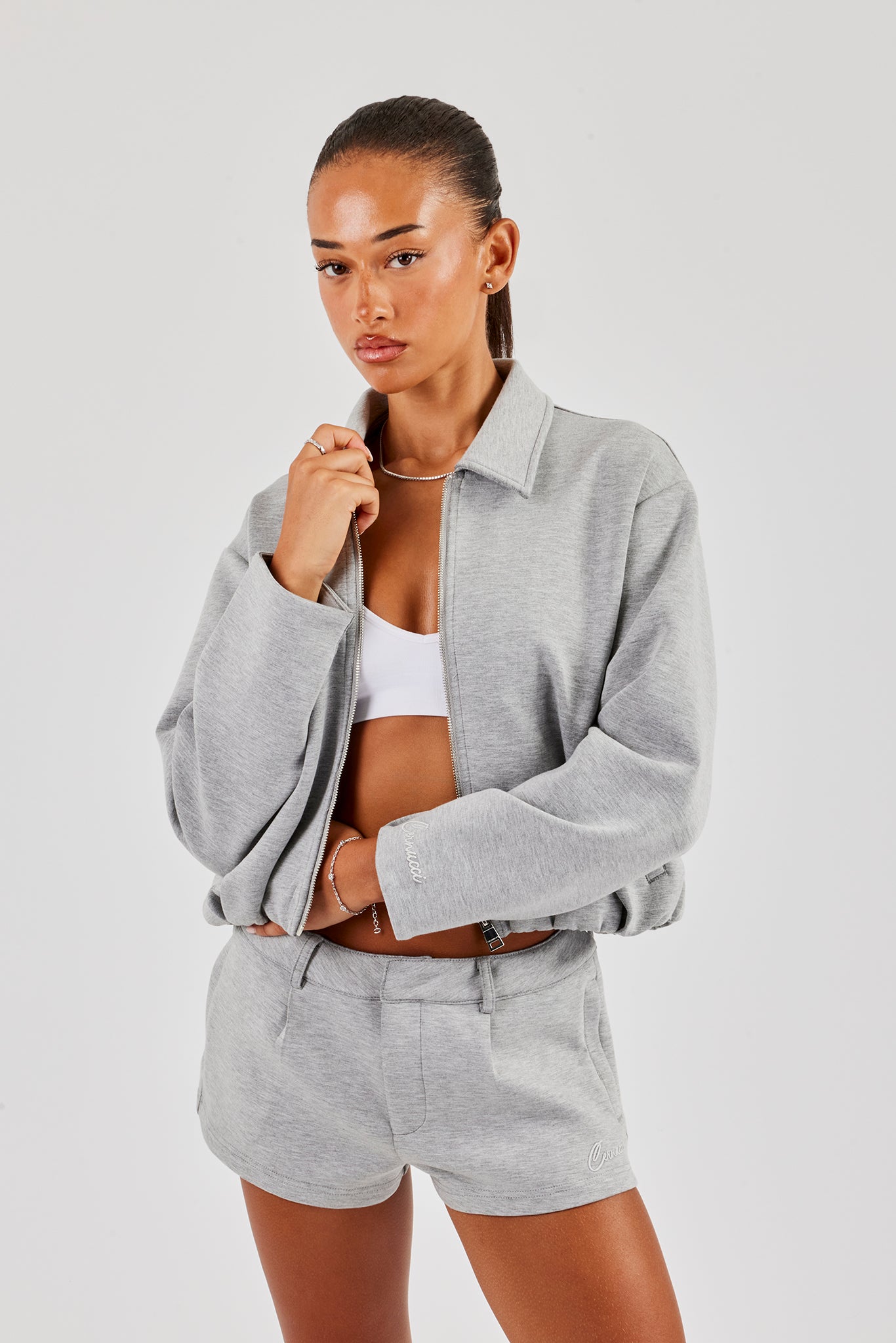 Womens Scuba Harrington Jacket - Grey