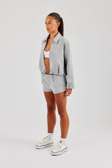 Scuba Funnel Neck Crop Jacket & Short - Grey