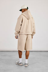 Scuba Boxy Zip Through Hoodie & Jort - Stone