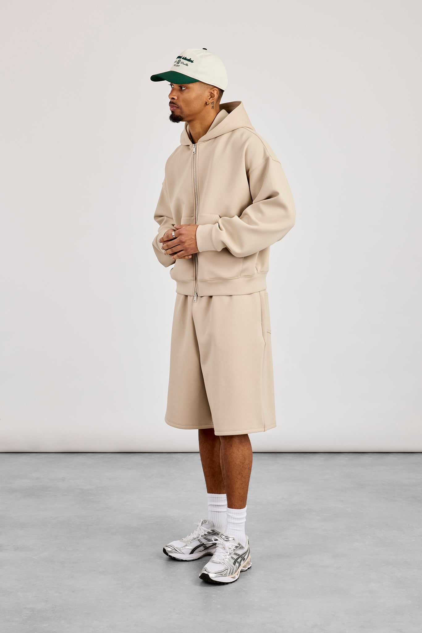 Scuba Boxy Zip Through Hoodie & Jort - Stone