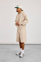 Scuba Boxy Zip Through Hoodie & Jort - Stone