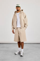 Scuba Boxy Zip Through Hoodie & Jort - Stone