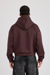 Scuba Zip Through Hoodie - Dark Brown