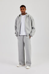 Zip Hooded Panelled Scuba Jacket & Baggy Fit Trouser - Grey