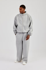 Zip Hooded Panelled Scuba Jacket & Baggy Fit Trouser - Grey