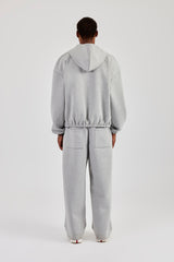 Zip Hooded Panelled Scuba Jacket & Baggy Fit Trouser - Grey