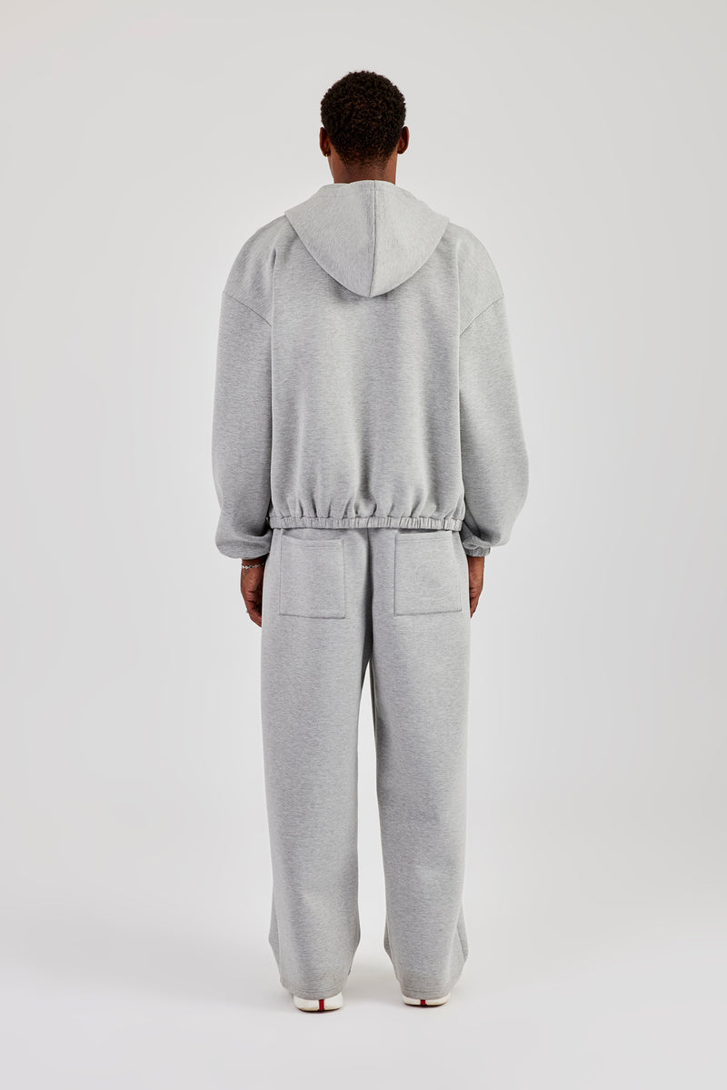 Zip Hooded Panelled Scuba Jacket & Baggy Fit Trouser - Grey