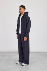 Scuba Zip Through Boxy Hoodie & Baggy Fit Trouser - Navy
