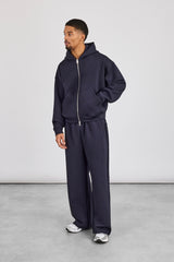 Scuba Zip Through Boxy Hoodie & Baggy Fit Trouser - Navy