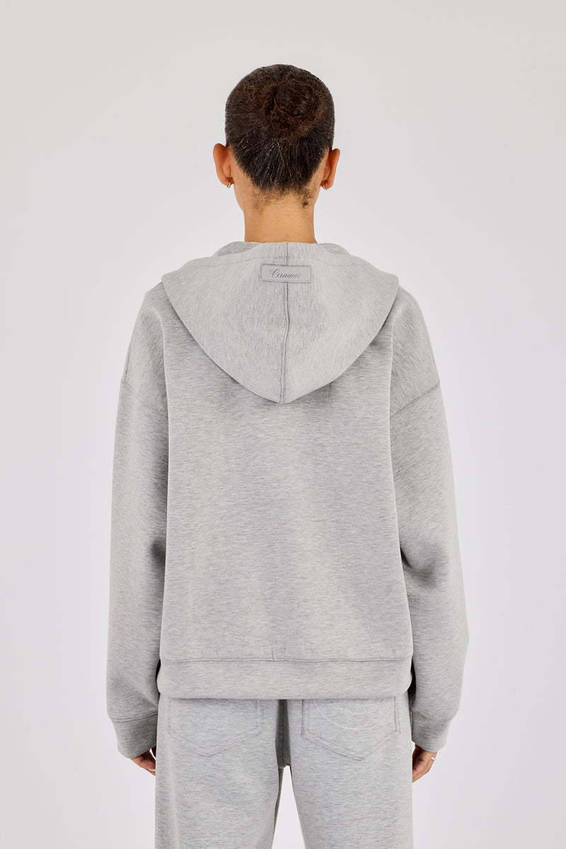 Scuba Oversized Zip Hoodie- Grey