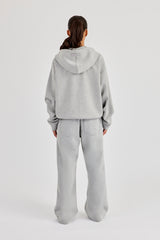 Scuba Oversized Zip Through Hoodie & Wide Leg Jogger - Grey