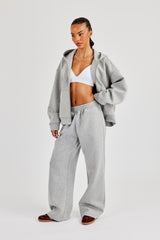 Scuba Oversized Zip Through Hoodie & Wide Leg Jogger - Grey