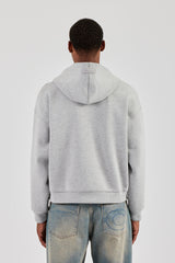 Scuba Zip Through Boxy Hoodie - Grey