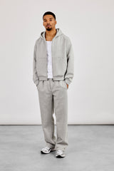 Scuba Zip Through Boxy Hoodie & Relaxed Trouser - Grey