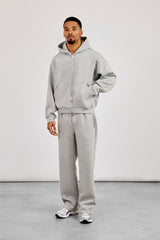 Scuba Zip Through Boxy Hoodie & Relaxed Trouser - Grey