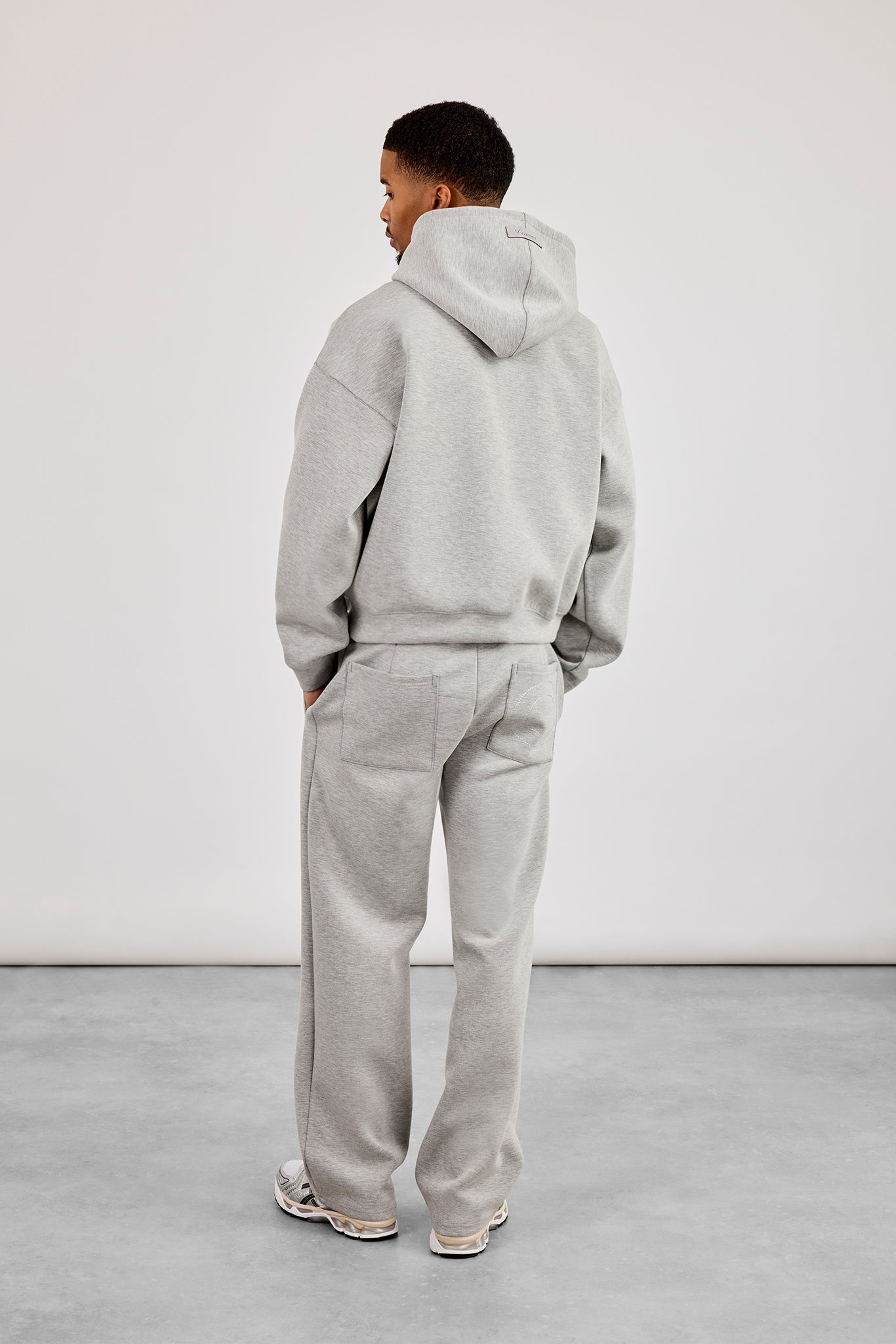 Scuba Zip Through Boxy Hoodie & Relaxed Trouser - Grey