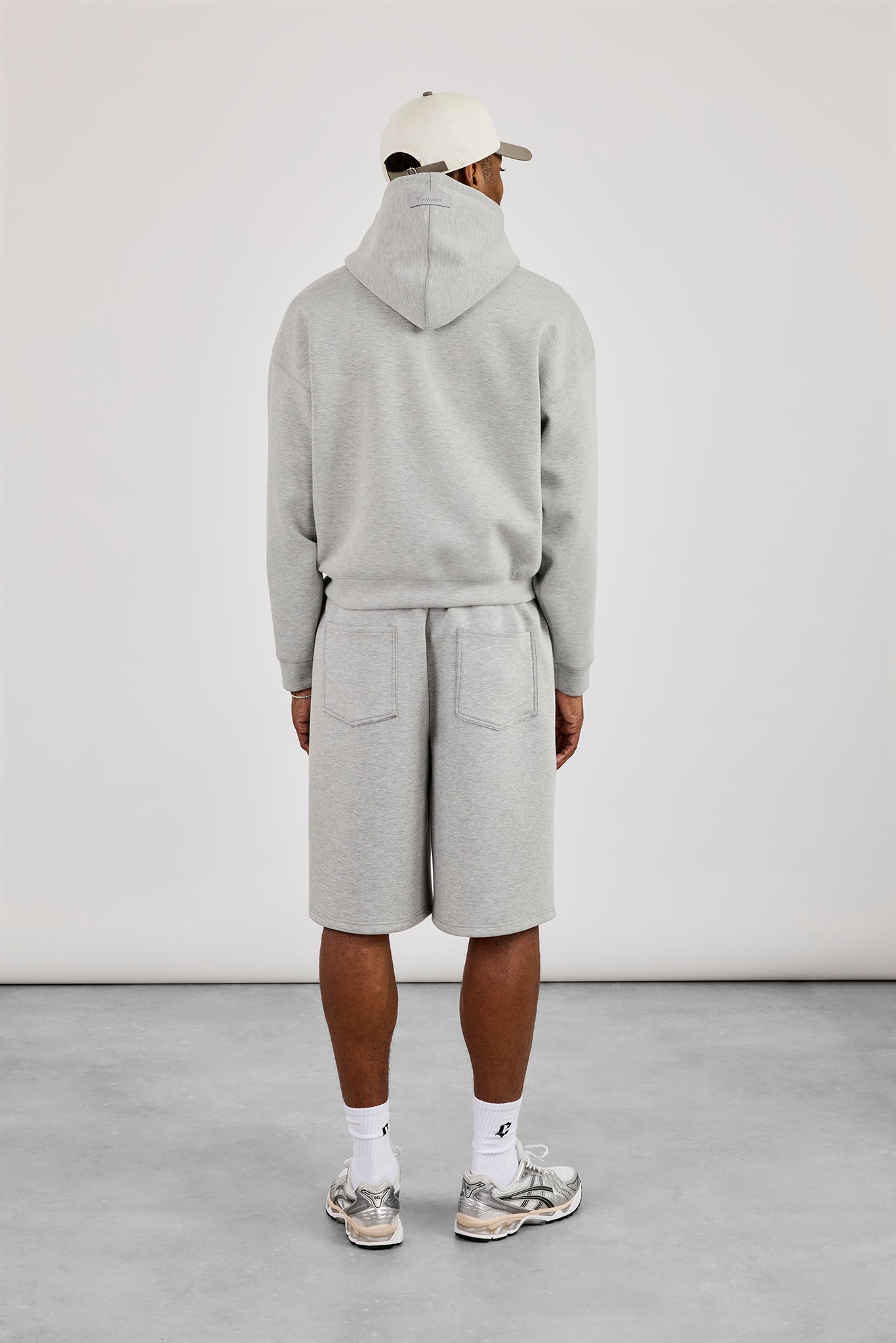 Scuba Zip Through Boxy Hoodie & Jort - Grey