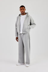 Scuba Zip Through Boxy Hoodie - Grey