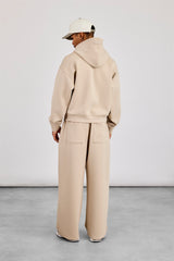 Scuba Zip Through Boxy Hoodie & Baggy Fit Trouser - Stone