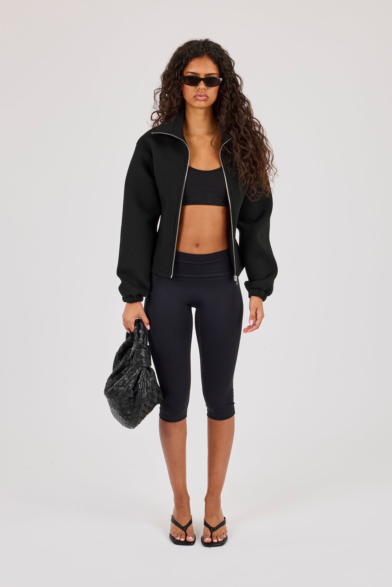 Scuba Cinched Zip Through Jacket - Black