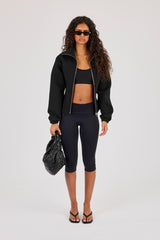 Scuba Cinched Zip Through Jacket - Black