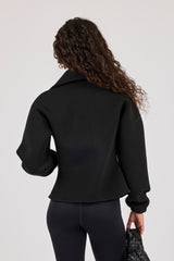 Scuba Cinched Zip Through Jacket - Black