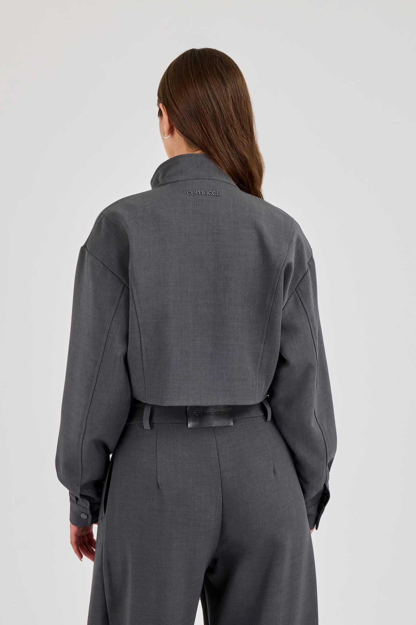 Woven Seam Detail Jacket - Charcoal