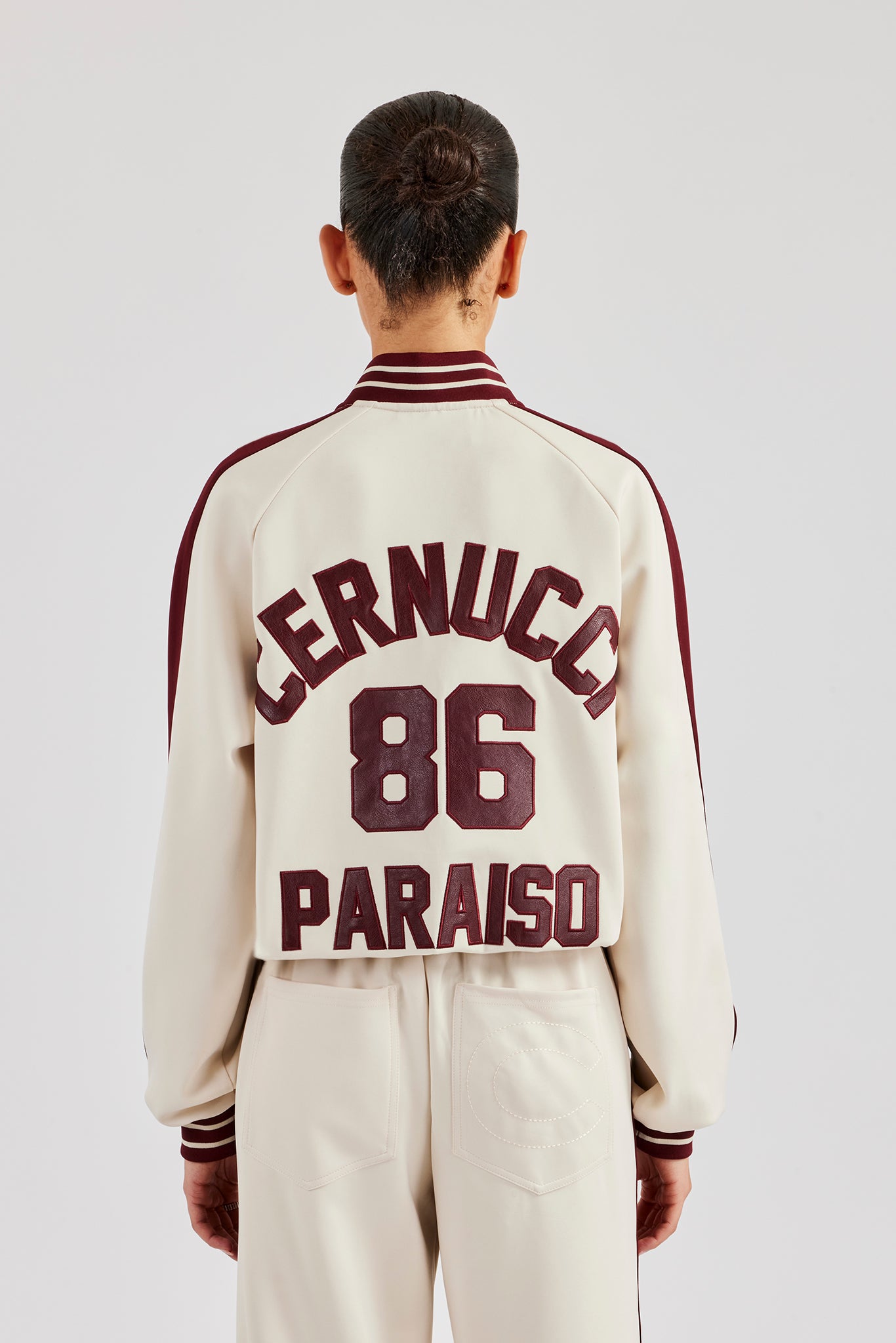 Varsity Kontrast-Trainingsjacke - Off White