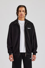 Trainingsjacke mit Raglan-Stickerei - Schwarz