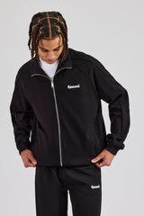 Trainingsjacke mit Raglan-Stickerei - Schwarz