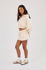 Lightweight Scuba Super Crop Zip Through & Short - Off White