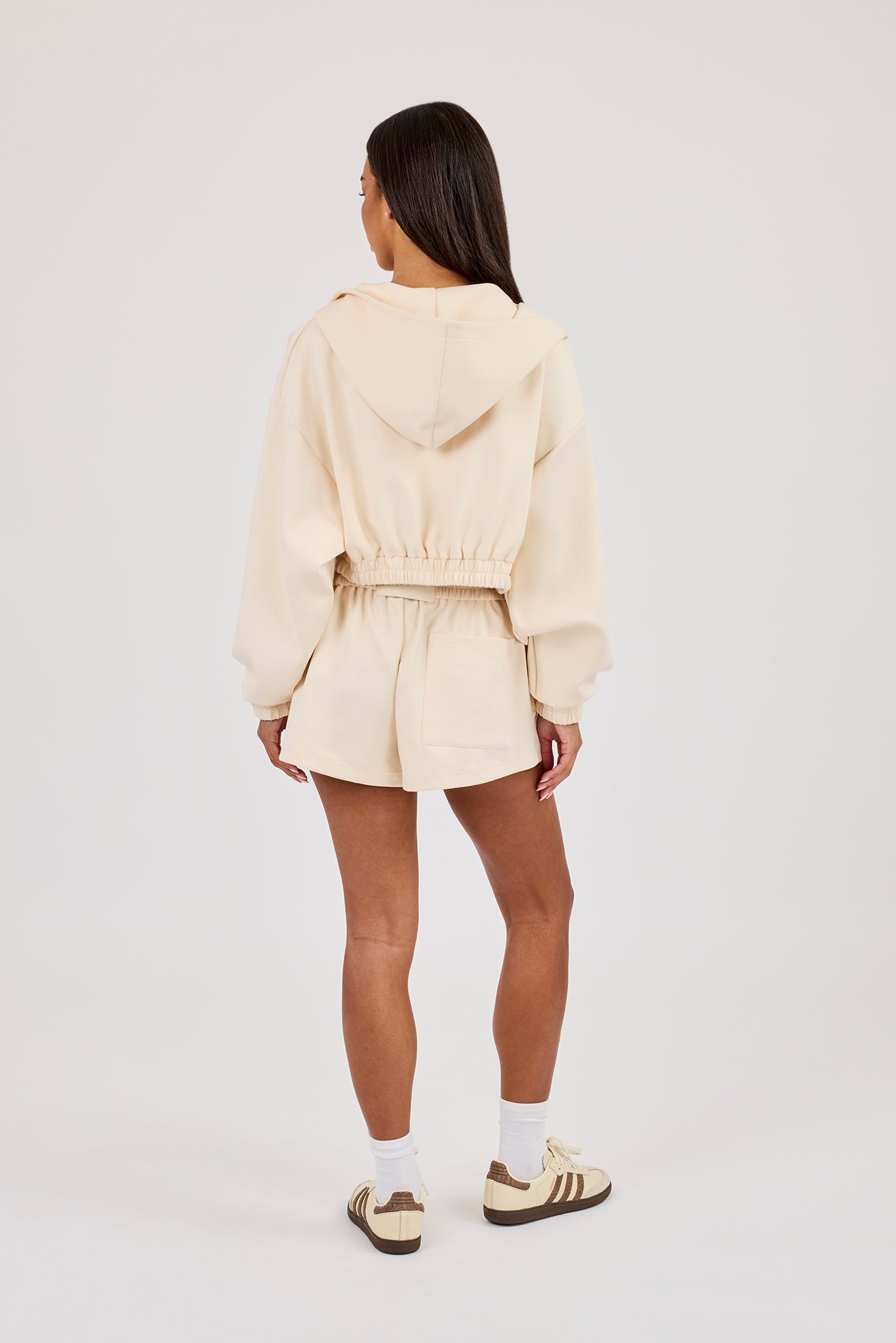 Lightweight Scuba Super Crop Zip Through & Short - Off White