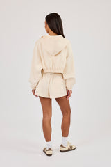 Lightweight Scuba Super Crop Zip Through & Short - Off White