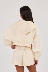 Lightweight Scuba Super Crop Zip Through - Off White