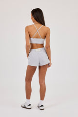 Check Print Triangle Bralet & Short - Baby Blue